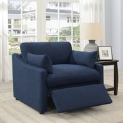 Power recliner chair in navy blue main photo