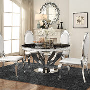 Roung glam style chrome/glass dining table main photo