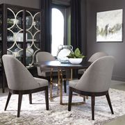 Round dining table in dark brown / rose brass main photo