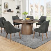 Round cocoa wood dining table w/ optional lazy susan main photo