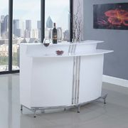Contemporary white bar unit with stemware racks main photo