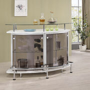 Contemporary crescent shaped front bar unit in white high gloss lacquer finish main photo