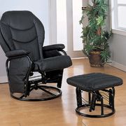 Upholstered casual black swivel glider and ottoman main photo