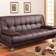 Adjustable brown leatherette sofa bed main photo