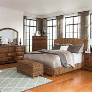 Rustic banana leaf woven brown queen bed main photo