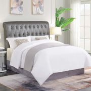 Metallic gray charcoal leatherette queen bed main photo