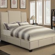Lawndale beige upholstered queen bed main photo