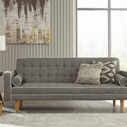 Sofa bed upholstered in gray fabric main photo