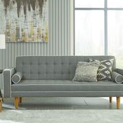 Gray woven fabric sofa bed main photo