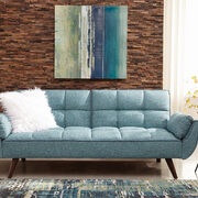 Sofa bed upholstered in a rich turquoise blue fabric main photo