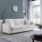 Sofa bed in off white chenille fabric main photo