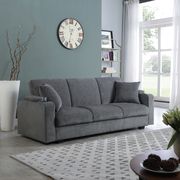Sofa bed in charcoal chenille fabric main photo