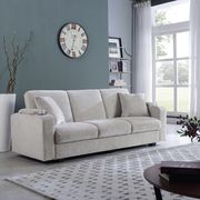 Sofa bed in tan beige chenille fabric main photo