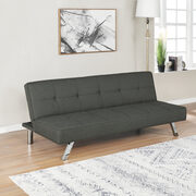 Gray finish linen-like fabric upholstery sofa bed w/ chrome legs main photo