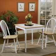 Country natural brown dining table with white tile top main photo