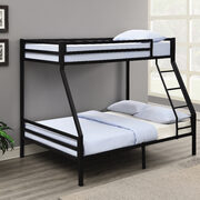 Matte black metal finish twin/full bunk bed main photo