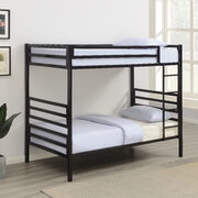 Matte black metal finish twin/twin bunk bed main photo