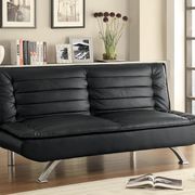 Black leatherette sofa bed main photo