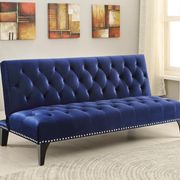 Blue velvet upholstery tufted sofa bed main photo
