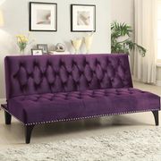Purple velvet upholstery tufted sofa bed main photo