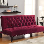 Passion burgundy velvet upholstery tufted sofa bed main photo
