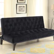 Black velvet upholstery tufted sofa bed main photo