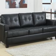 Black leather sofa bed w/ pull-out sleeper main photo