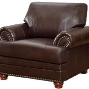 Brown leather traditional comfortable chair main photo