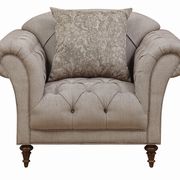 Classic rolled arm chair in light brown fabric main photo