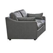 Loveseat, soft textured gray top grain leather upholstery main photo
