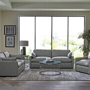 Sofa, soft textured gray top grain leather upholstery main photo