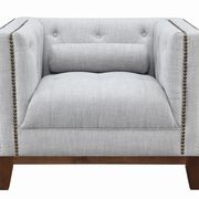 Light gray linen-like fabric tufted chair main photo