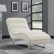 Faux sheepskin texture upholstered chaise main photo