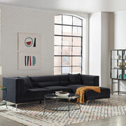 Sectional sofa velvet upholstery in indigo