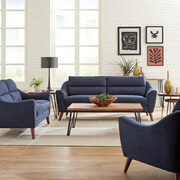 Mid-century modern in the perfect shade of blue sofa