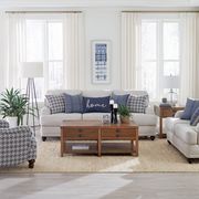 Light gray casual style sofa with blue pillows main photo