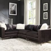 Dark charcoal velvet modular 4pcs sectional sofa