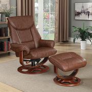 Transitional chestnut chair with ottoman main photo