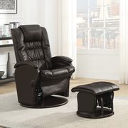Casual brown faux leather reclining glider with matching ottoman main photo