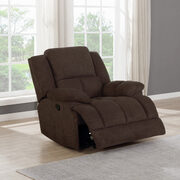 Glider recliner upholstered in brown performance fabric main photo