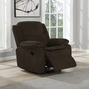 Glider recliner upholstered in brown performance-grade chenille main photo