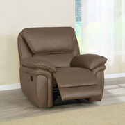 Recliner upholstered in mocha brown performance-grade coated microfiber main photo