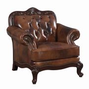 Classic top grain warm brown leather chair main photo