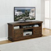 Antique brown rustic finish tv stand main photo