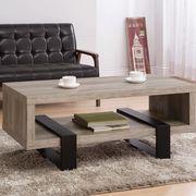 Gray driftwood / black sleek coffee table