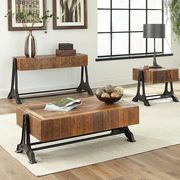 Recycled wood industrial style coffee table main photo