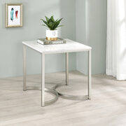 Sturdy steel base electroplated in a satin nickel finish end table main photo