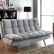 Gray padded sofa bed w/ chrome legs main photo