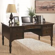 Traditional style chestnut brown finish office desk main photo