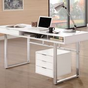 Contemporary glossy white writing desk main photo